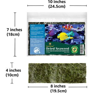SunGrow Dried Green Seaweed Sheets Snack for Betta & Hermit Crab, Veggie Fish Food Supplement