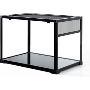 OiiBO Knock Down Glass Terrarium with Wheels, Black, 27-gal