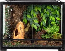 REPTI ZOO Tempered Glass Front Opening with Double Hinge Door Terrarium, Black, 32-gal