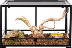 REPTI ZOO Tempered Glass Front Opening with Double Hinge Door Terrarium, Black, 42-gal
