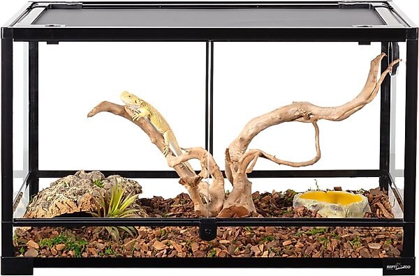 REPTI ZOO Tempered Glass Front Opening with Double Hinge Door Terrarium, Black, 42-gal slide 1 of 11