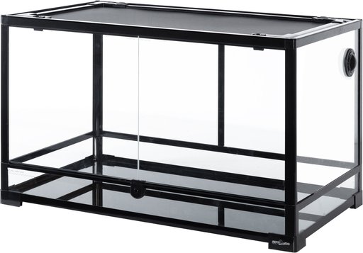 REPTI ZOO Tempered Glass Front Opening with Double Hinge Door Terrarium, Black, 42-gal