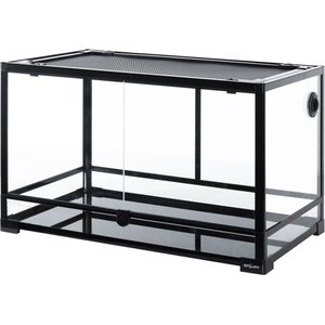 REPTI ZOO Tempered Glass Front Opening with Double Hinge Door Terrarium, Black, 42-gal