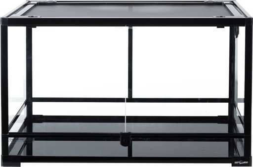 REPTI ZOO Tempered Glass Front Opening with Double Hinge Door Terrarium, Black, 42-gal