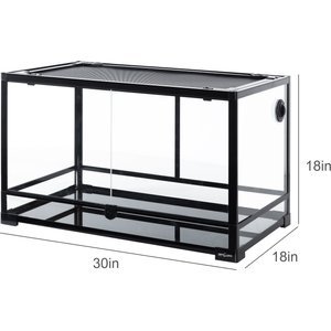 REPTI ZOO Tempered Glass Front Opening with Double Hinge Door Terrarium, Black, 42-gal