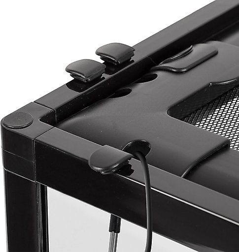 REPTI ZOO Tempered Glass Front Opening with Double Hinge Door Terrarium, Black, 42-gal