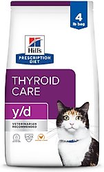 Hill's Prescription Diet y/d Thyroid Care Original Flavor Dry Cat Food, 4-lb bag