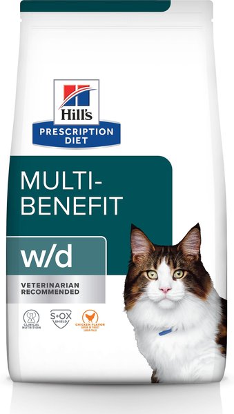 Hill's Prescription Diet w/d Multi-Benefit with Chicken Dry Cat Food, 4-lb bag slide 1 of 11