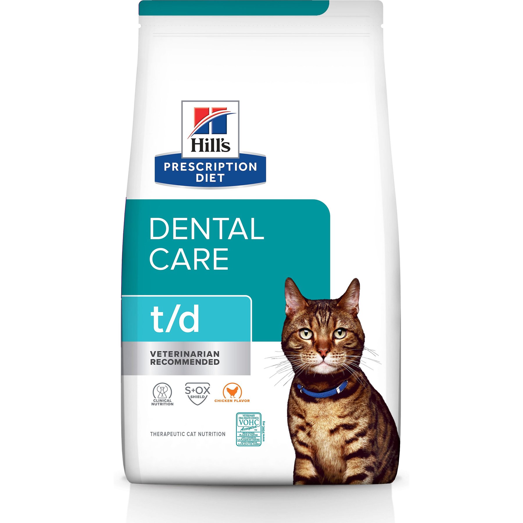 Hill s Prescription Diet t d Dental Care Chicken Flavor Dry Cat Food 8.5 lb bag