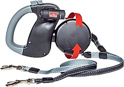 Wigzi LED Dual Retractable Dog Leash, Black, Small