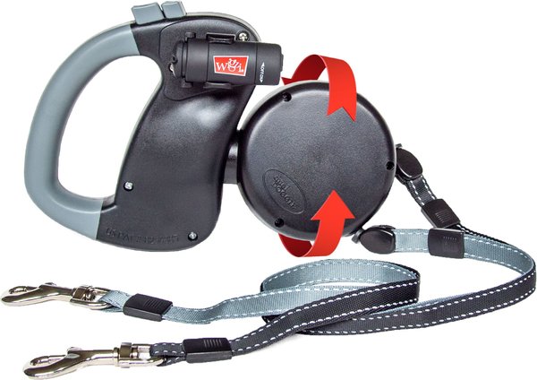 Wigzi LED Dual Retractable Dog Leash, Black, Small slide 1 of 7