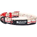 Leashboss Patterned Dog Collar, Beige/Red, Medium