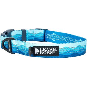 Leashboss Patterned Dog Collar, Blue, Large