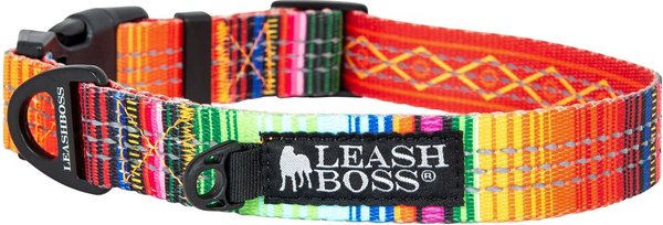 Leashboss Patterned Dog Collar, Orange, Medium slide 1 of 6