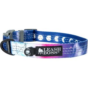 Leashboss Patterned Dog Collar, Purple/Pink, Medium