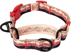 Leashboss Patterned Fabric Martingale Dog Collar, Beige/Red, Small