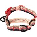 Leashboss Patterned Fabric Martingale Dog Collar, Beige/Red, Small