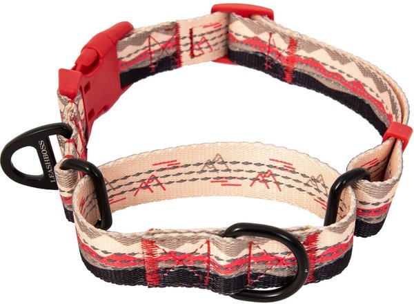 Leashboss Patterned Fabric Martingale Dog Collar, Beige/Red, Large slide 1 of 7