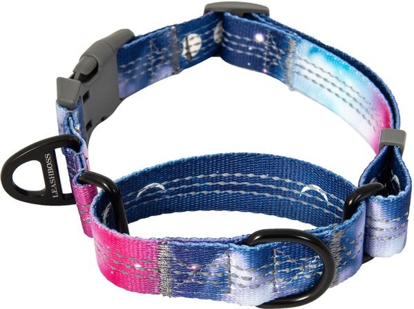 Leashboss Patterned Fabric Martingale Dog Collar, Purple/Pink, Medium slide 1 of 7