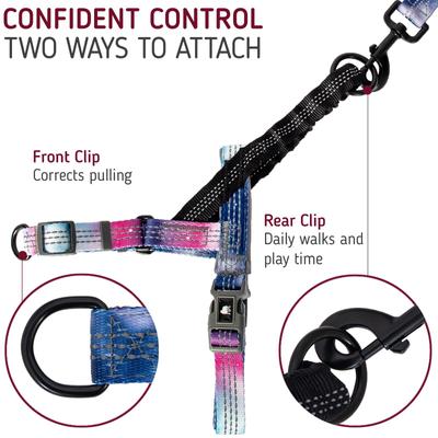 Show full view: Leash Boss Patterned No Pull Dog Harness, Purple/Pink, Small slide 4 of 8