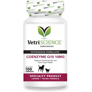 VetriScience Coenzyme Q10 10 mg Capsules Heart Supplement for Cats & Dogs, 100 count