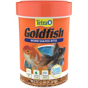 Tetra Goldfish Worm Shaped Bites Fish Food, 2.46-oz bag