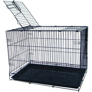 YML Collapsible Metal Small Pet Crate with Bottom Gate, Black, 20-in