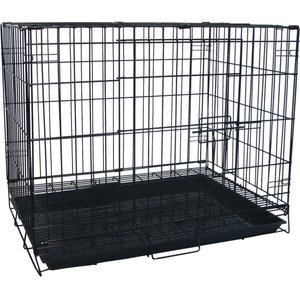 YML Collapsible Metal Small Pet Crate with Bottom Gate, Black, 30-in