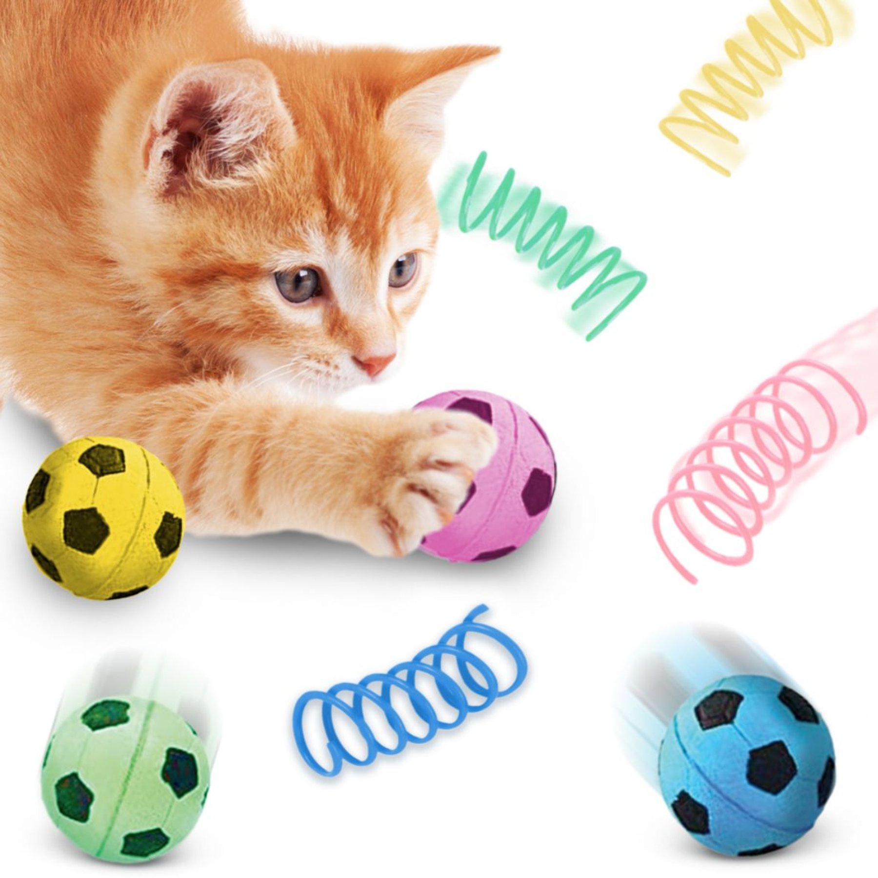 SUNGROW Foam Soccer Ball & Bouncy Springs Variety Pack Cat & Ferret ...