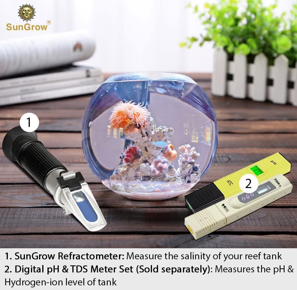 SUNGROW Refractometer for Saltwater Aquarium & Reef Tank, Koi Pond