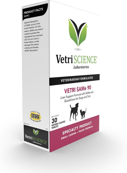 VetriScience VETRI SAMe 90 Tablets Liver Supplement for Cats & Dogs, 30 count slide 1 of 5