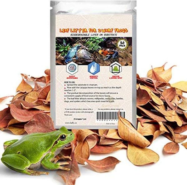 SunGrow Mini Catappa Frog & Gecko Leaf Litter, Bioactive Substrate for Reptile Vivarium, 50 count slide 1 of 6