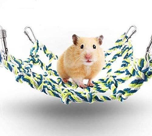 SUNGROW Rope Net Hamster & Rat Hammock, Small Pet Bed & Climbing