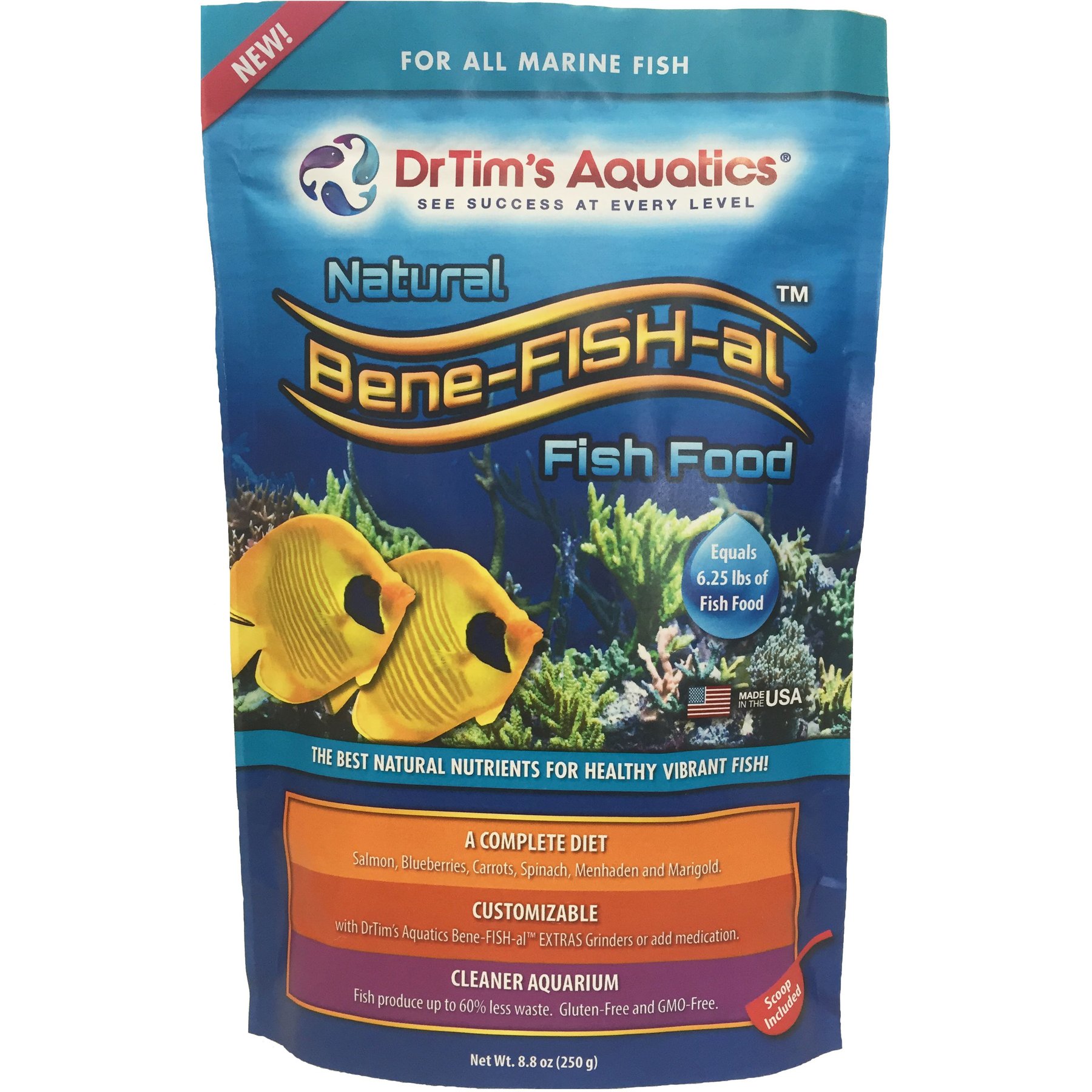 Dr. Tim's Aquatics Bene-FISH-al Marine Natural Fish Food, 8.8-oz jar