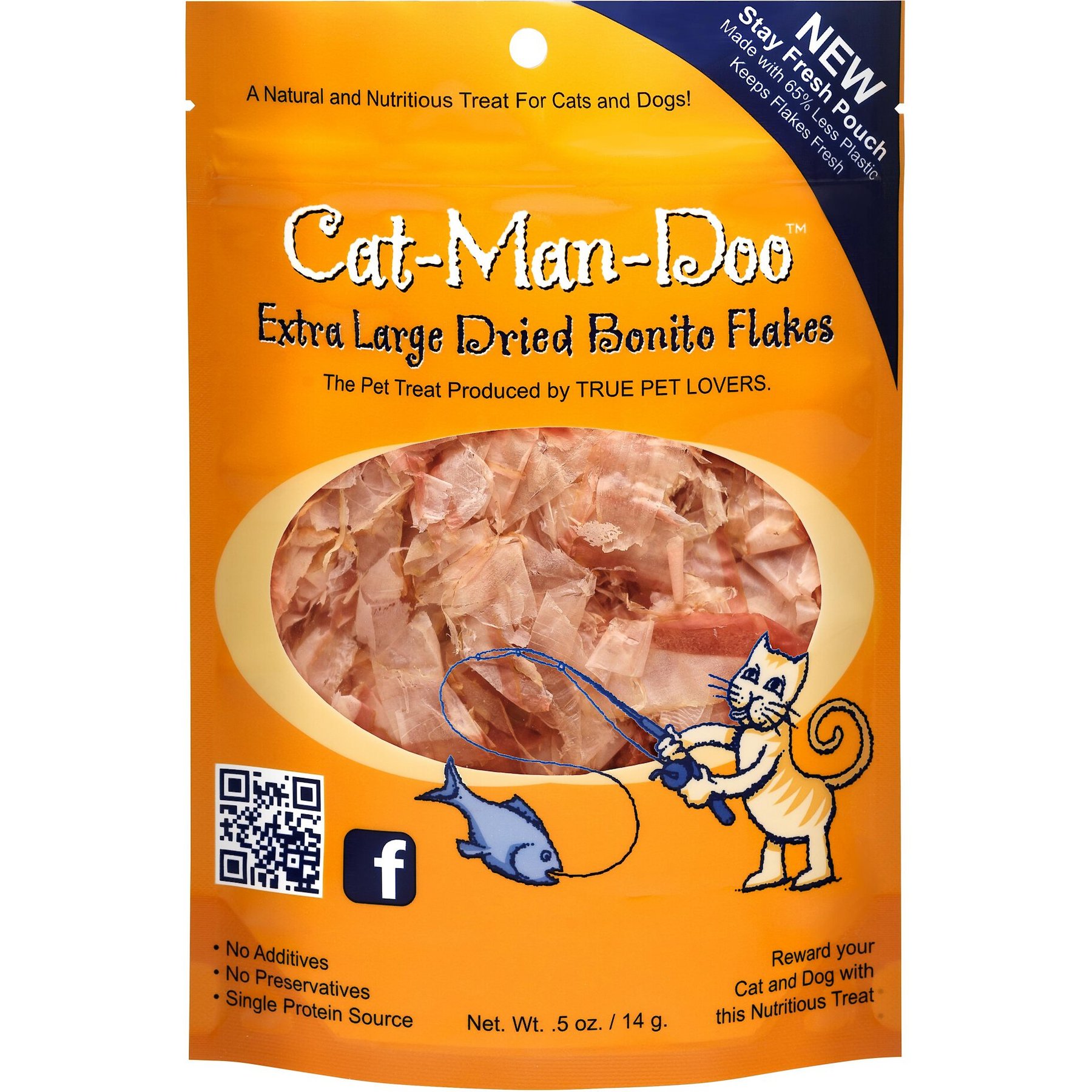 CAT-MAN-DOO Extra Large Dried Bonito Flakes Cat & Dog Treats, 0.5