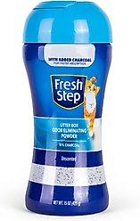 Fresh Step Products Litter Box Charcoal Odor Eliminating Powder Cat Stain Remover, 15-oz bottle