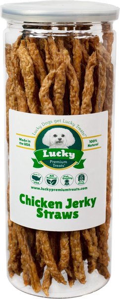 Lucky Premium Treats Chicken Jerky Straws Dog Treats, 7-oz jar slide 1 of 3