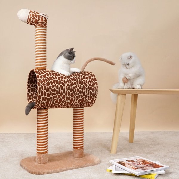 ZEZE Giraffe Tree with tunnel & Scratcher Cat Furniture, Large