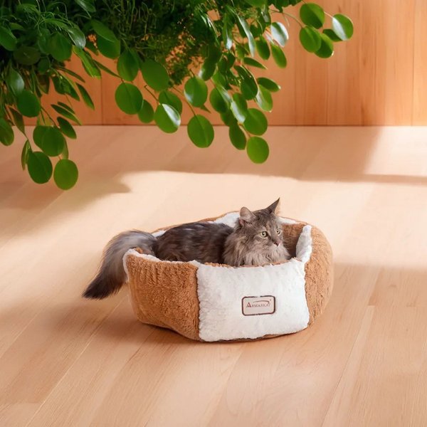 Armarkat Soft Nest Dog & Cat Bed, Navy Blue & Beige