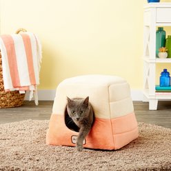 Armarkat Cave Shape Covered Cat & Dog Bed, Orange/Beige
