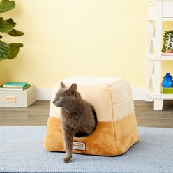 Armarkat Cave Shape Covered Cat & Dog Bed, Brown/Beige
