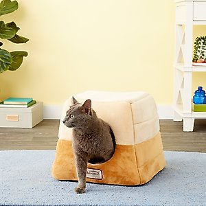 Armarkat Cave Shape Covered Cat & Dog Bed, Brown/Beige