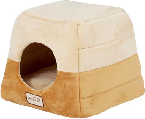 Show full view: Armarkat Cave Shape Covered Cat & Dog Bed, Brown/Beige slide 3 of 11
