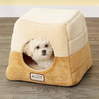 Show full view: Armarkat Cave Shape Covered Cat & Dog Bed, Brown/Beige slide 4 of 11