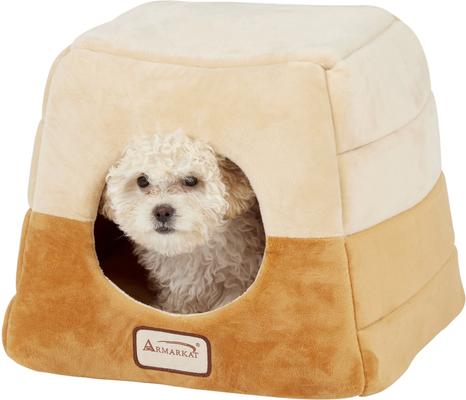 Show full view: Armarkat Cave Shape Covered Cat & Dog Bed, Brown/Beige slide 5 of 11