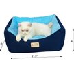 Armarkat Bolster Cat & Dog Bed with Removable Cover, Navy Blue/Sky Blue