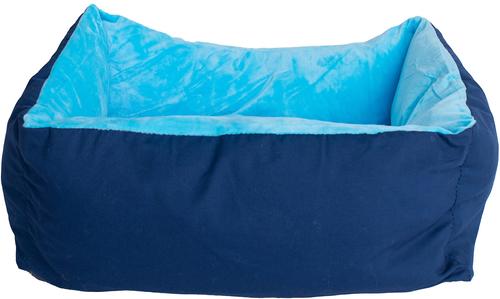 Show full view: Armarkat Bolster Cat & Dog Bed with Removable Cover, Navy Blue/Sky Blue slide 6 of 10