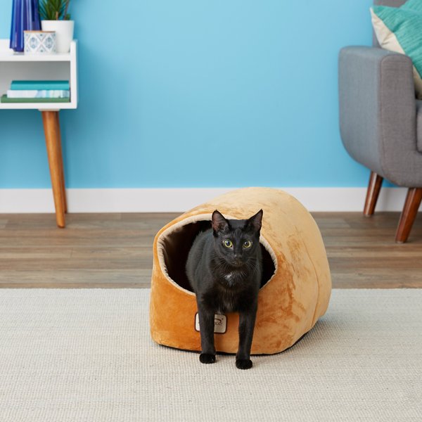 Armarkat Cave Shape Covered Cat & Dog Bed, Brown/Ivory