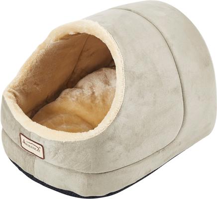 Show full view: Armarkat Cave Shape Covered Cat & Dog Bed, Sage Green/Beige slide 3 of 12