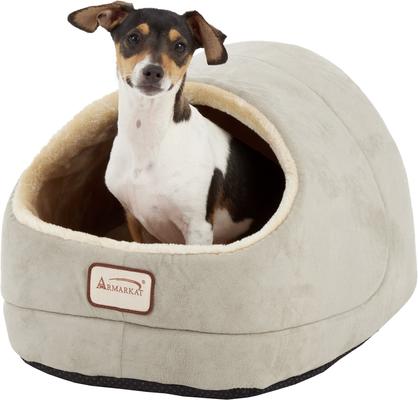 Show full view: Armarkat Cave Shape Covered Cat & Dog Bed, Sage Green/Beige slide 6 of 12